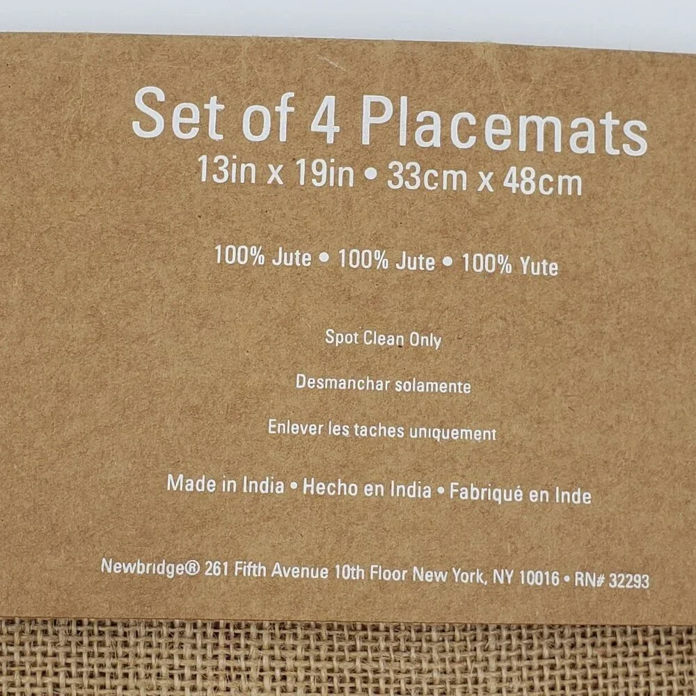 Elrene Farmhouse Holiday‎ Christmas Ornaments Jute Placemat Set of 4 Gingham NEW
